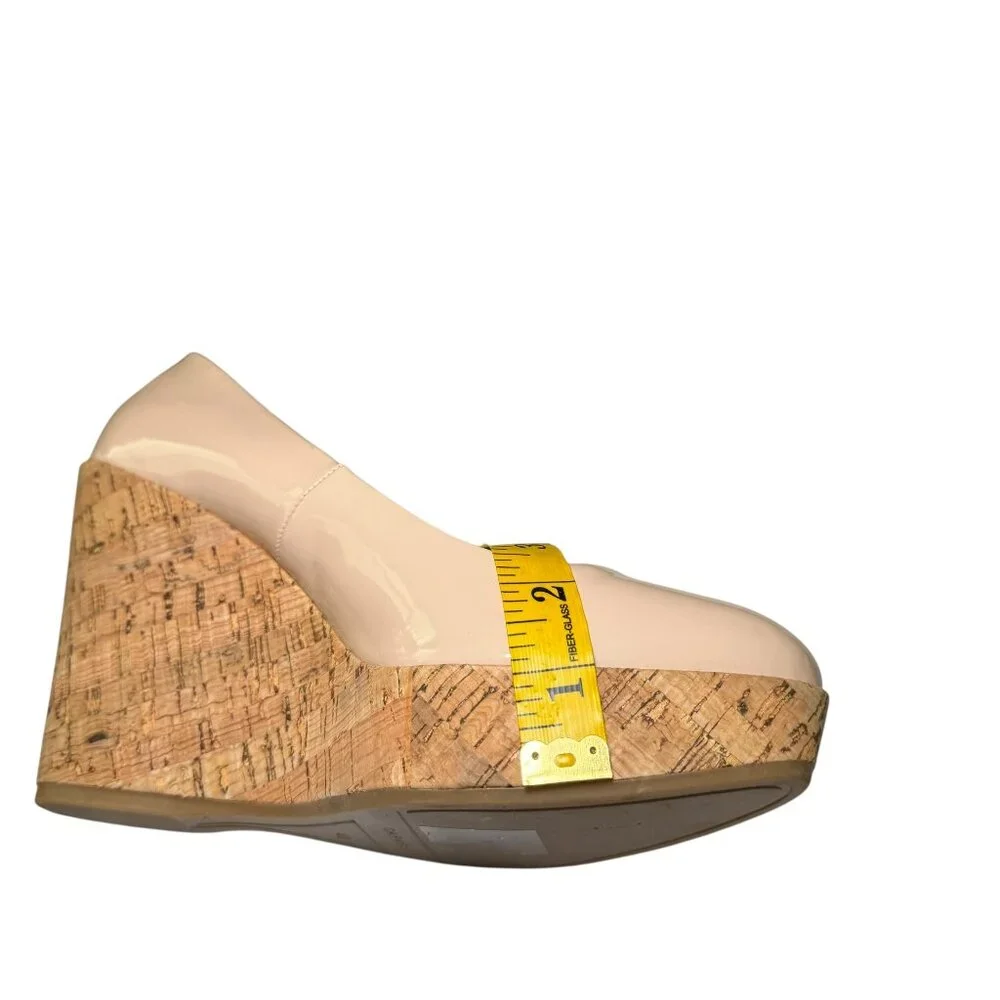 Carvela Kurt Geiger Nude Patent Leather Cork Wedge Pumps - Size 40 (US 9)